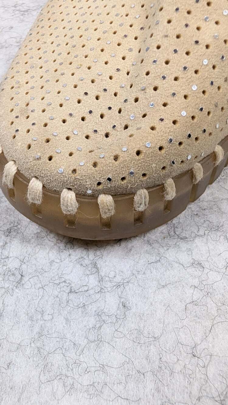 Ilse Jacobsen Hornbaek Tulip Perforated Slip-On Shoes Neutral Sparkle Size 9 - Picture 9 of 13